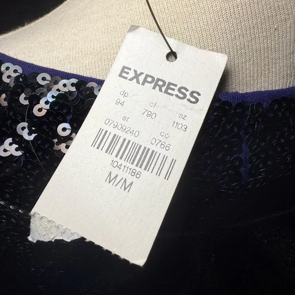 Express Blue and Black Sequin Mini Dress - Picture 4 of 5